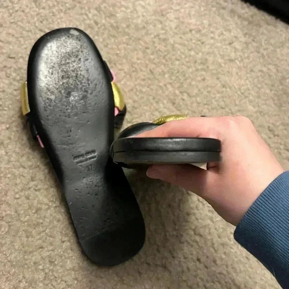 Miu Miu Women’s Calzature Donna Slip On Woven Slide Sandals - Picture 10 of 11